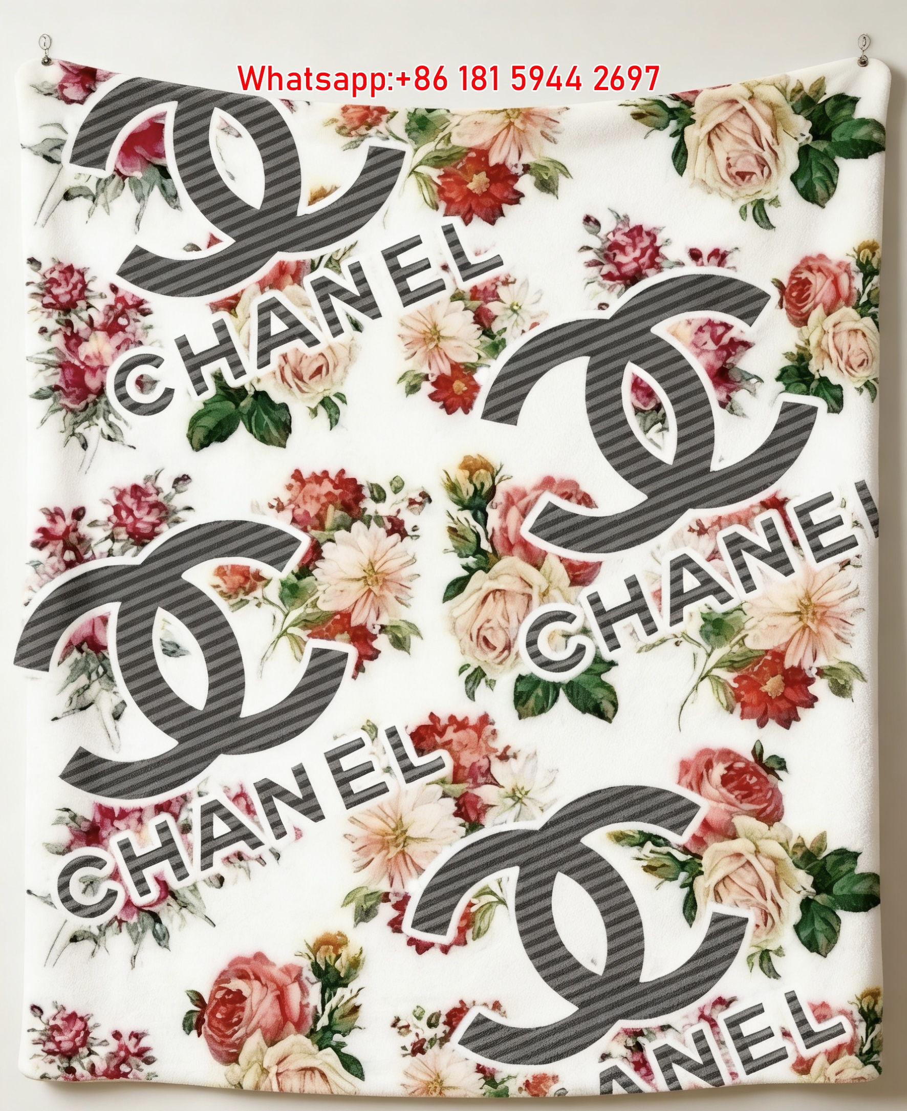 Chanel Floral CC Logo Flannel Throw Blanket IMG_7072